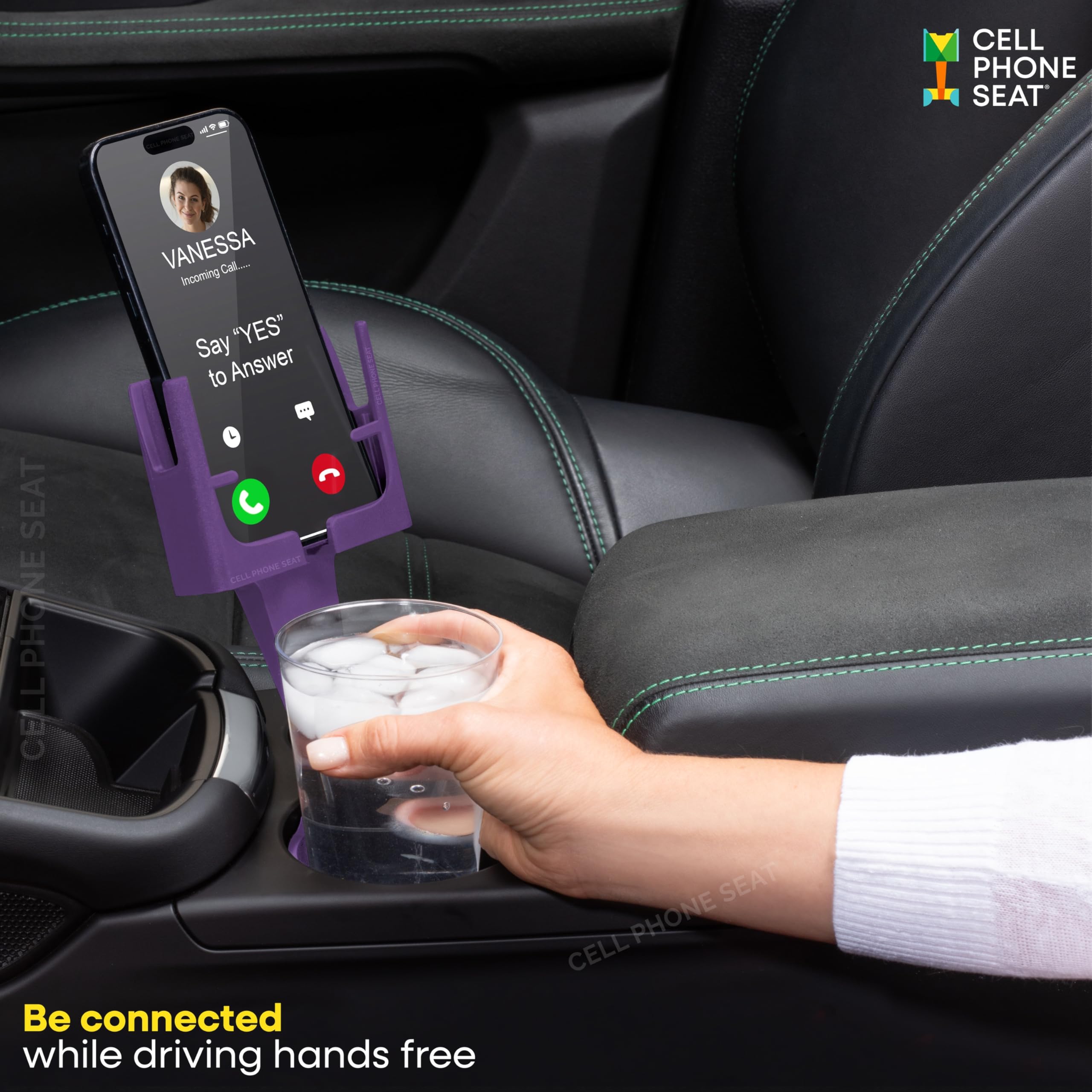 Royal Purple Cup Holder Phone Mount For Car - Cupholder Phone Holder Fits Iphone, Android, Large Phones - Made In Usa - Universa